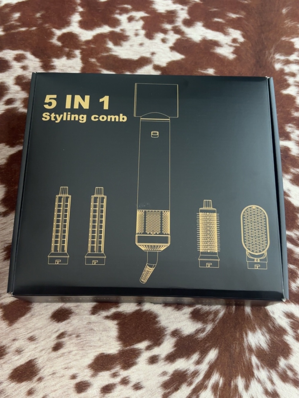 5-in-1 navy and gold Styling Comb Hair Dryer and Volumizer air wrap